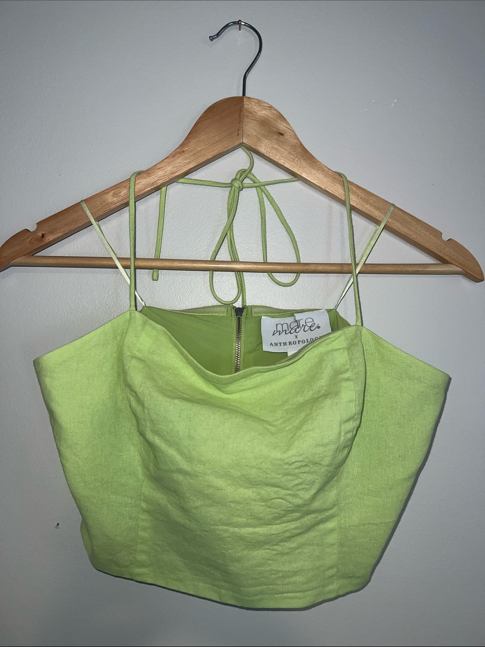 Mare Mare by Anthropologie Lime Green Linen Cropped Cami